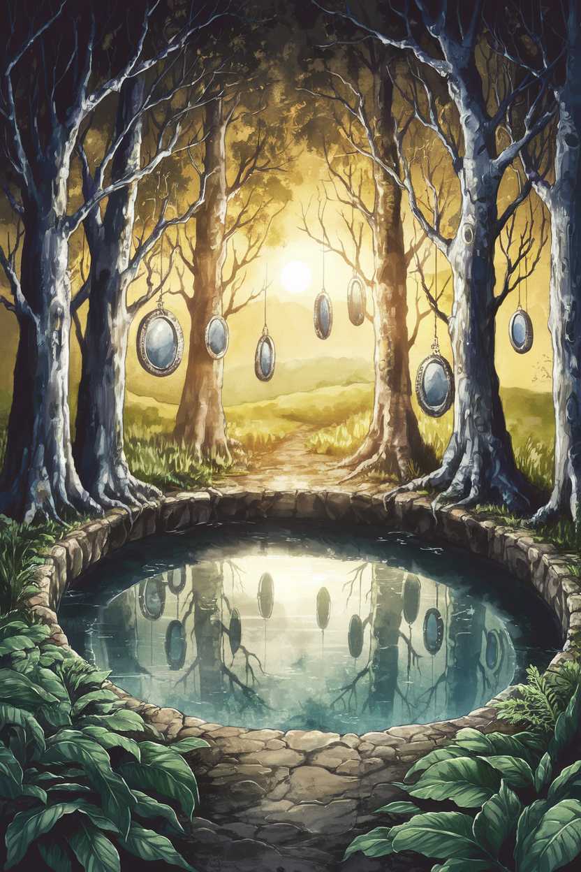 The cover is visually appealing with a dreamy, enchanted atmosphere, but it lacks the vibrant and cheerful colors often preferred for children's books. The scene contains ghostly hanging mirrors and a somewhat eerie ambiance.