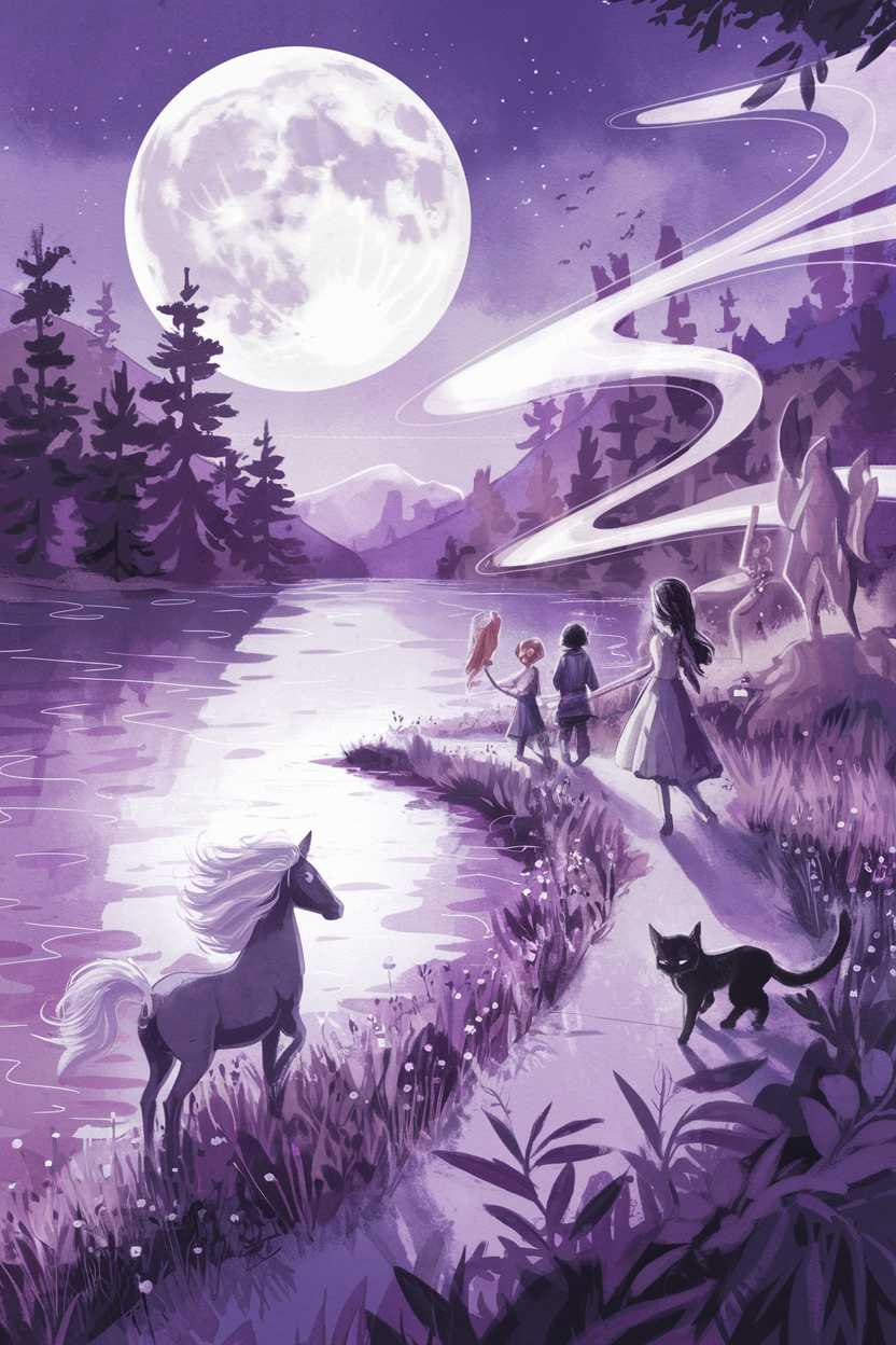 This landscape cover is visually stunning with a magical quality, though the lack of the child's name decreases its effectiveness for a children's book.